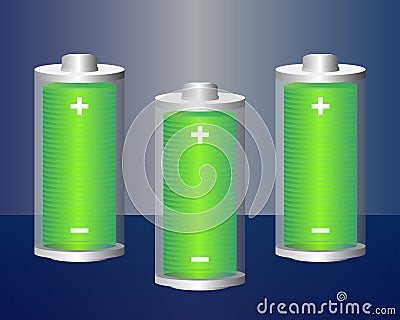 Fully charged transparent battery Vector Illustration