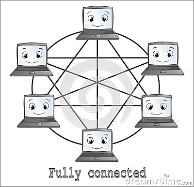 Fully connected network topology Stock Photo