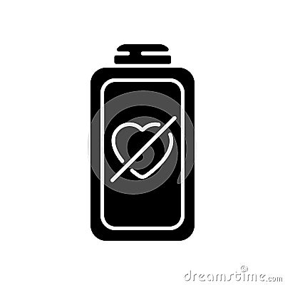 Fully discharged battery black glyph icon Vector Illustration