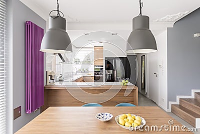 Fully-equipped modern kitchen interior Stock Photo