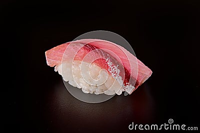 White fish nigiri sushi isolated on dark background Stock Photo