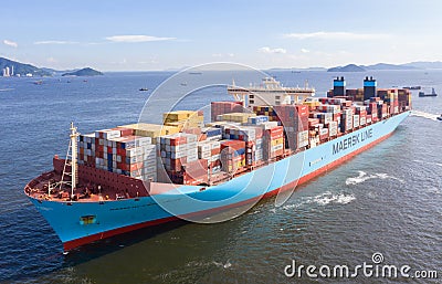 Fully loaded container cargo ship Editorial Stock Photo