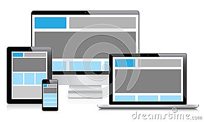 Fully responsive web design in electronic devices Vector Illustration