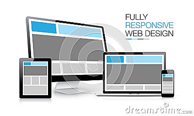 Fully responsive web design electronic devices illustration Cartoon Illustration