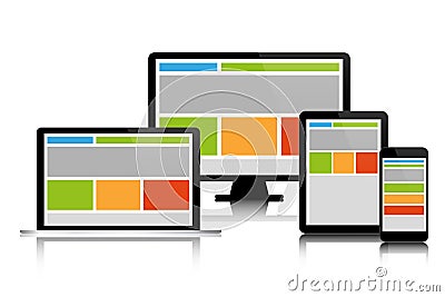 Fully responsive web design in modern electronic devices Vector Illustration