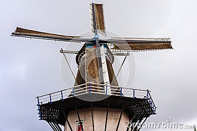 Fully Restored Windmill in Holland Stock Photo