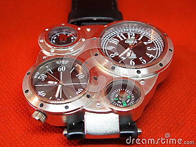 Fun and advanced wristwatch in studio Editorial Stock Photo