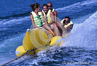 FUN BANANA BOAT Stock Photo