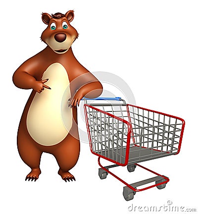 Fun Bear cartoon character with trolly Cartoon Illustration