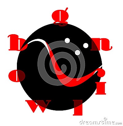 Fun bowling ball with the words bowling logo typography Stock Photo