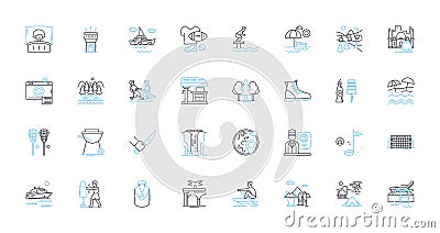 Fun business linear icons set. Playful, Entertaining, Festive, Lighthearted, Amusing, Joyful, Whimsical line vector and Vector Illustration