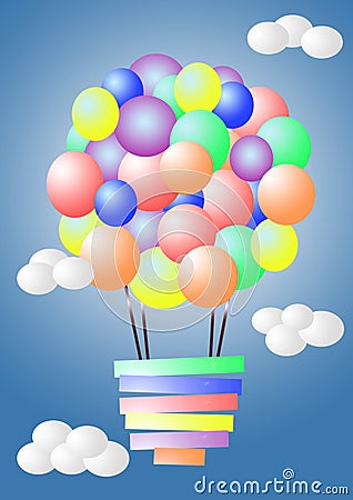 A fun cartoon aerostat made of balloons Stock Photo