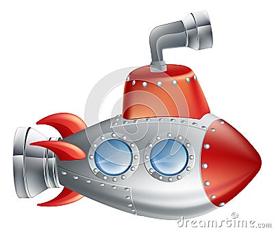 Fun Cartoon Submarine Vector Illustration