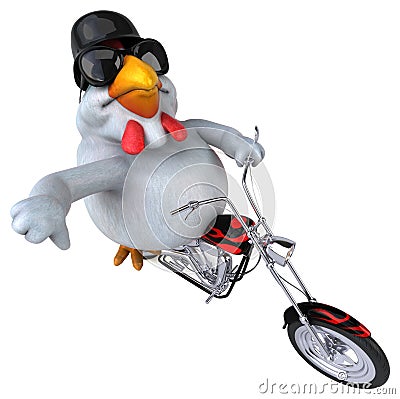 Fun chicken - 3D Illustration Stock Photo
