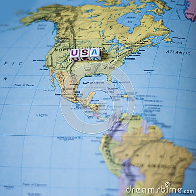 Fun Colorful North America USA travel map Stock Photo