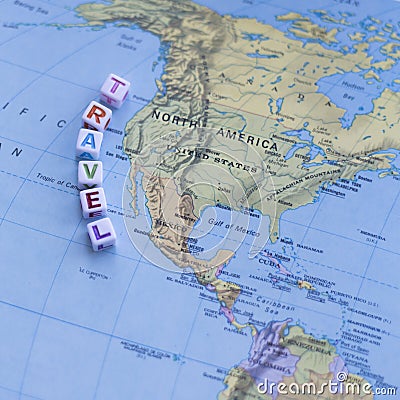 Fun Colorful North America USA travel map Stock Photo