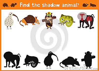 Fun and colorful puzzle game for children's development find where a deer, striped Chipmunk and fish. Training mazes for preschool Cartoon Illustration