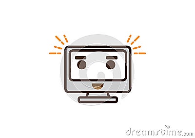 Fun computer character icon Vector Illustration