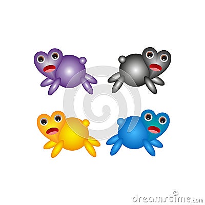 Fun cute cartoon character turtle . Vector Illustration