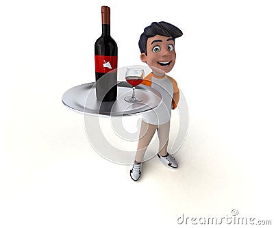 Fun 3D cartoon Asian teenager Stock Photo