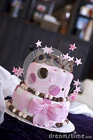 Fun Diva Cake in Bakery Stock Photo