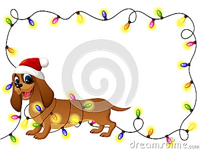 Fun Dog With Chistmas Lights Vector Illustration