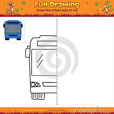 Mirror Drawing cartoon Bus Stock Photo