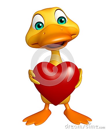 Fun Duck cartoon character with heart Cartoon Illustration