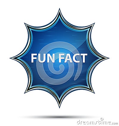 Fun Fact magical glassy sunburst blue button Stock Photo