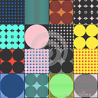 Fun Fashion Geometric Pop Art 1980 Style Pattern Vector Illustration