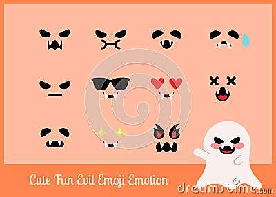 Funny Creepy Spooky Evil Skull Ghost Emoji Face Emotion Emoticon vector illustration Vector Illustration