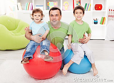 Fun with gymnastic balls Stock Photo