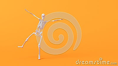 Fun halloween dancing skeleton character. 3D Rendering Stock Photo