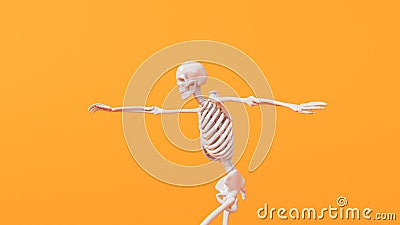 Fun halloween dancing skeleton character. 3D Rendering Stock Photo