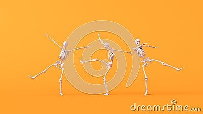 Fun halloween dancing skeleton character. 3D Rendering Stock Photo