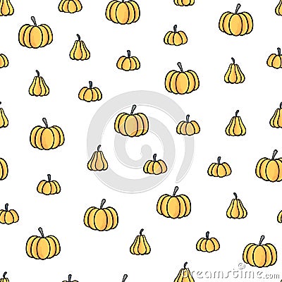 Fun hand drawn halloween seamless pattern Vector Illustration