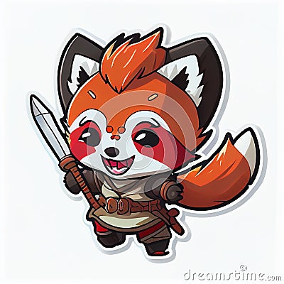 Fun cartoon animal red panda sticker Stock Photo