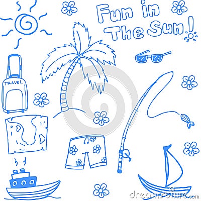 Fun holiday beach doodle Vector Illustration