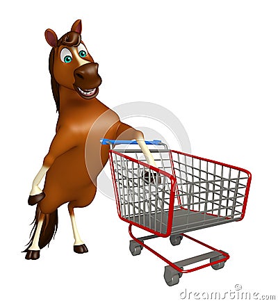 fun Horse cartoon character with trolly Cartoon Illustration