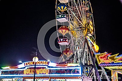 Fun House Hollywood with Ferris Wheel Editorial Stock Photo