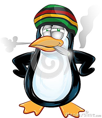 Fun jamaican pinguin Vector Illustration