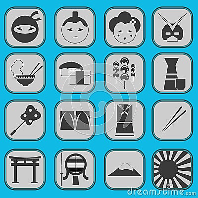 Fun japanese icon pictogram collection set complet Vector Illustration