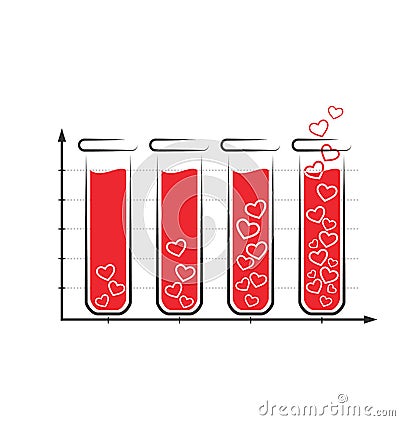 Fun love infographic icon with tubes of blood isolated on white Vector Illustration