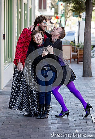 Fun Loving Gender Fluid Friends Stock Photo