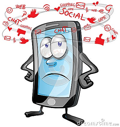 Fun mobile social cartoon Vector Illustration