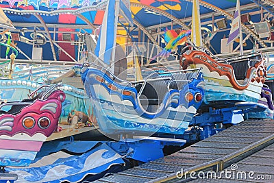 Schueberfouer, funfair with boats on the round-about in Luxembourg Stock Photo