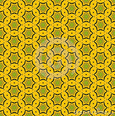 Fun playful green and gold seamless star repeating pattern suitable for the Christmas holidays or any time. Digital art design Stock Photo