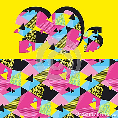 Fun repeatable pattern with colorful 90s vibes Vector Illustration