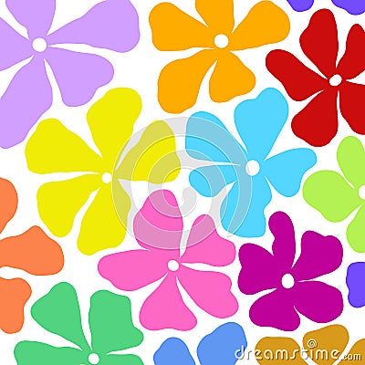 Mid Century Minimalist Rainbow Flower Power Vector Illustration