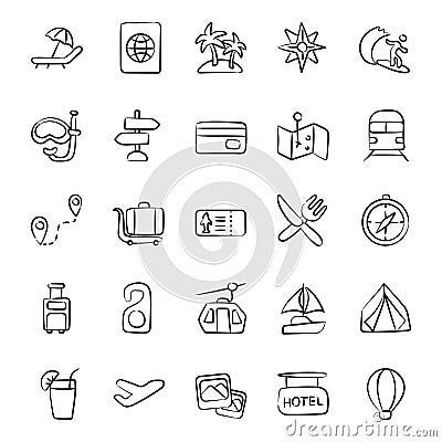 Pack Of Holidays Doodle Icons Vector Illustration